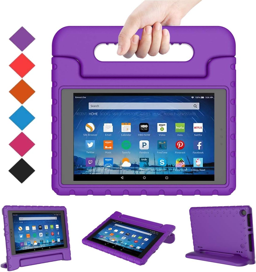 BMOUO Case for All-New Fire HD 8 2017/2018 - Light Weight Shock Proof Convertible Handle Kid-Proof Cover Kids Case for All-New Fire HD 8 Tablet (7th and 8th Generation, 2017 and 2018 Release), Purple