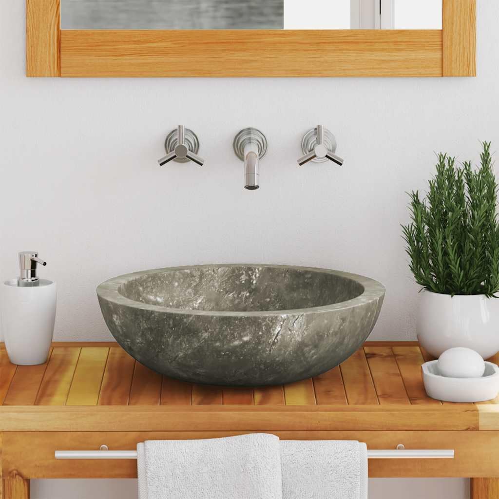 Lavabo da appoggio in marmo con sifone di scarico, 40 x 12 cm, per rinnovare il bagno degli ospiti e risparmiare spazio