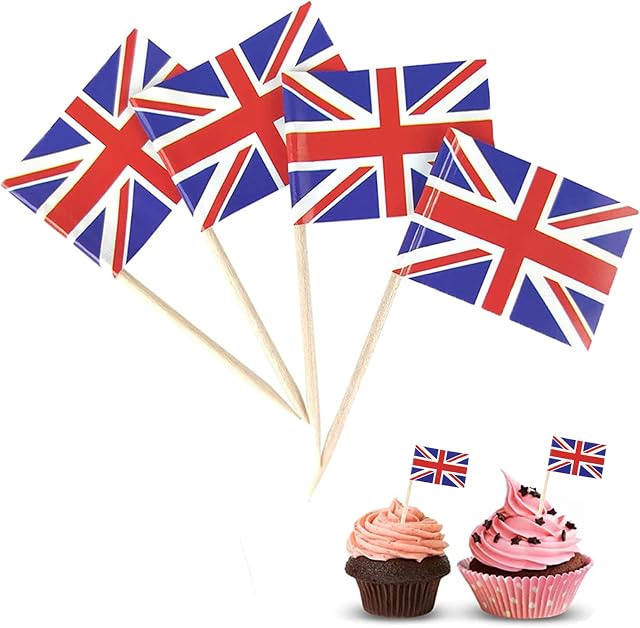 100pcs Union Jack Toothpicks Cocktail Cup Cake Toothpicks Flags Flags Food Cup Cake Cocktail Sticks Wooden Picks Party UK Flags Food Supplies Cupcake Picks