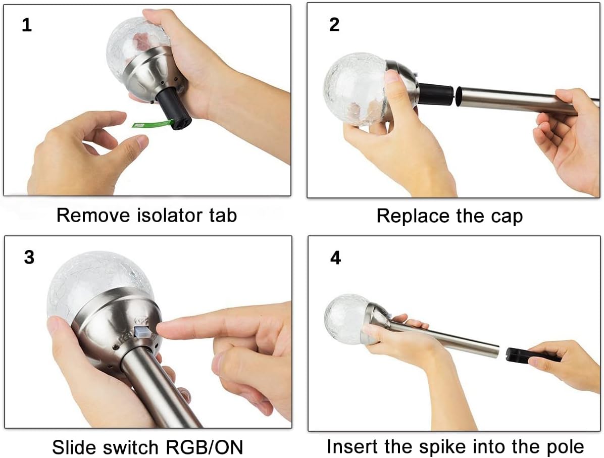 GIGALUMI Solar Outdoor, Cracked Glass Ball Solar Garden Lights, Color Changing Lights Outdoor,Garden LED for Path, Patio, Yard, 3 Pack Pathway - Image 7