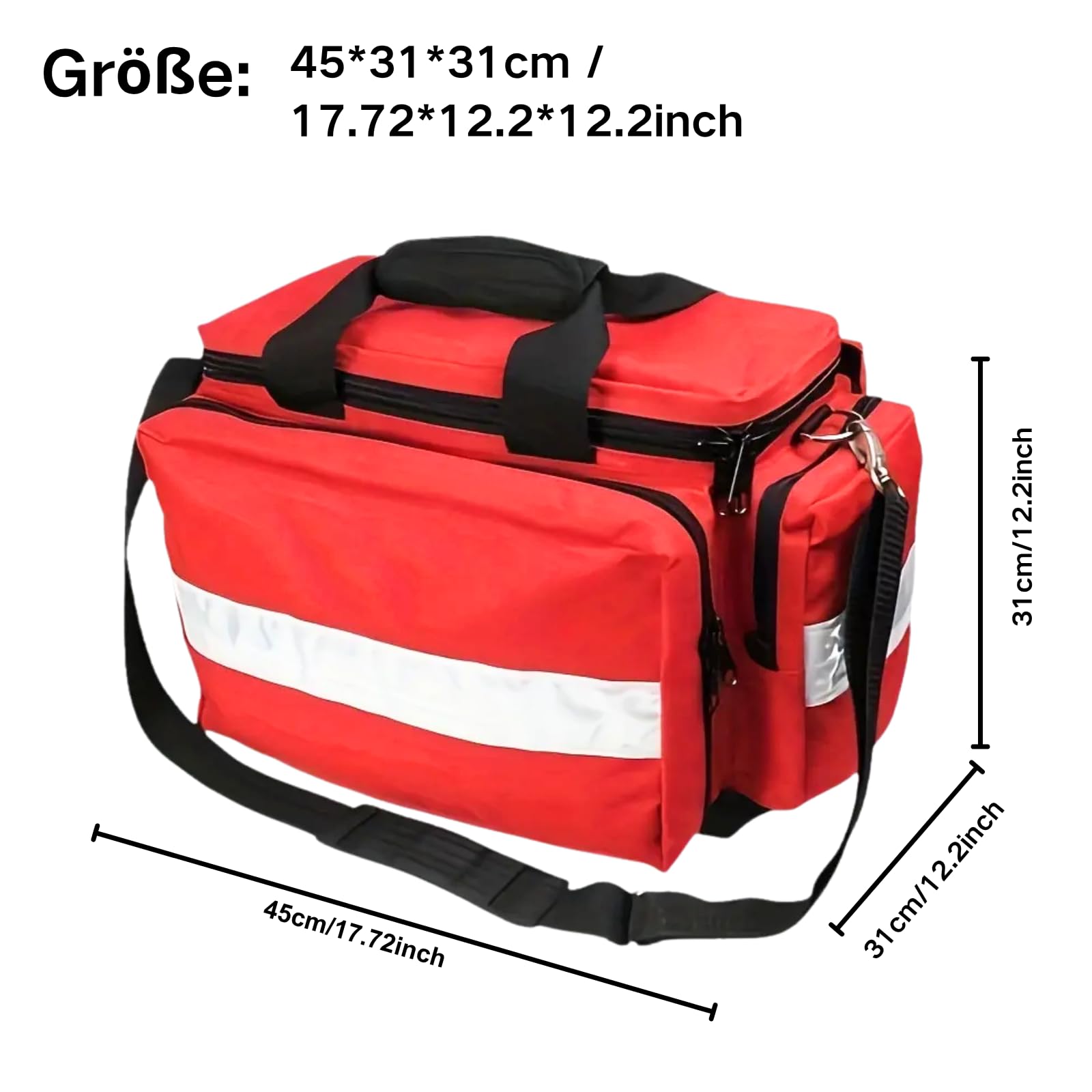 Erste-Hilfe-Tasche Leer Groß,Notfalltasche Leer - Sanitätstasche für Häusliche Pflege, Arzt, Reise & Notfall (Rot)