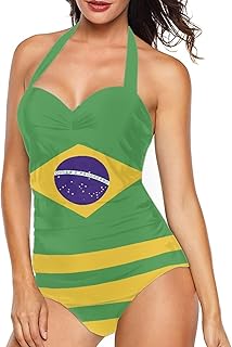 INSTANTATRS One-Piece Swimsuit Summer Halter Backless Bikini Sexy High Cut Beachwear for Women