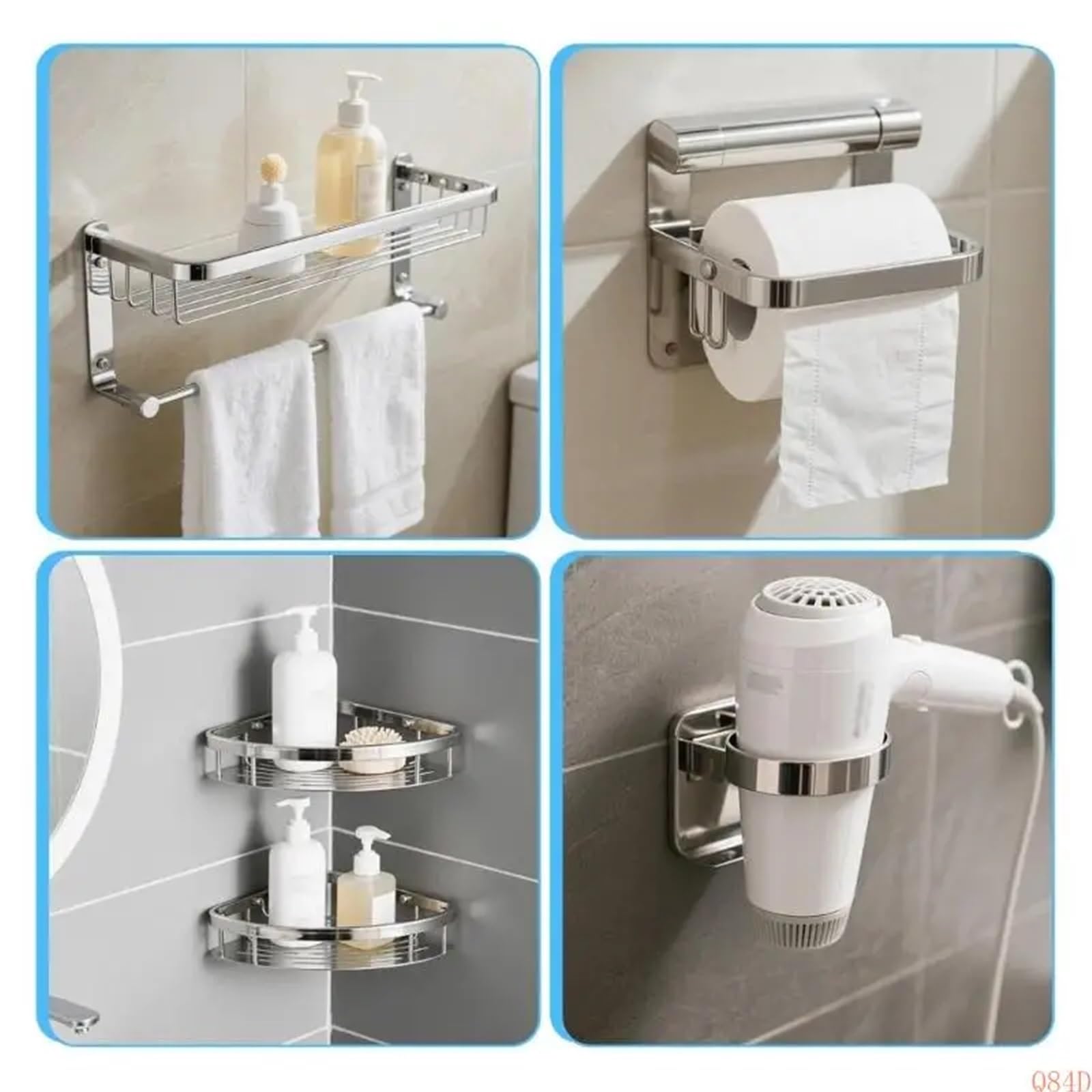 Q84D Lot de 30 pièces de rechange pour barre porte-serviettes Argenté