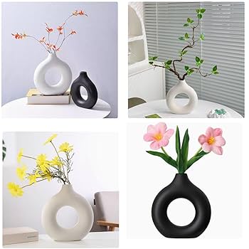 Amazon.co.jp: 一輪挿し花瓶陶器花瓶 花入小さい花びん黒かびん