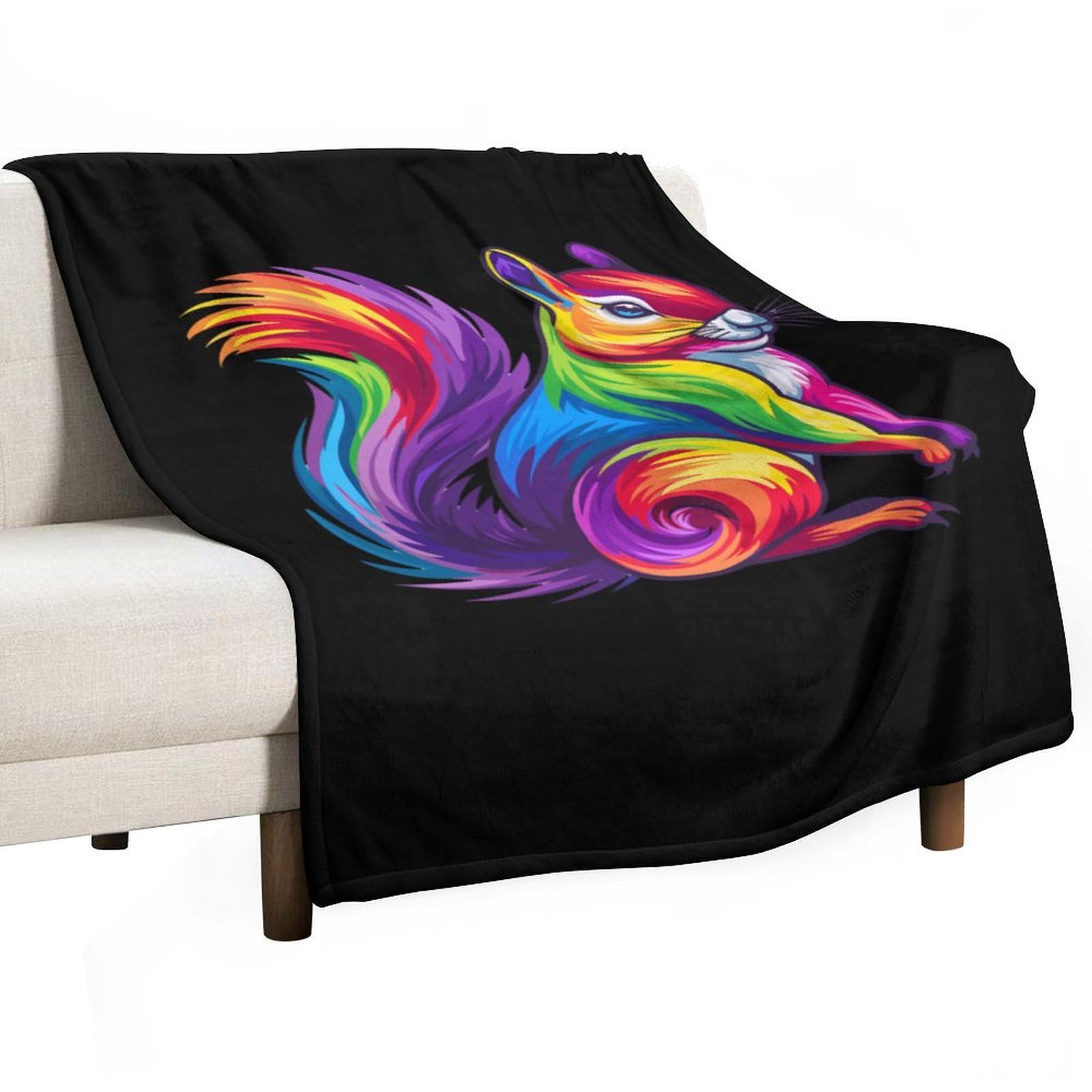 CGSBNGHA Cute Rainbow Squirrel Flannel Fleece Blanket Lightweight Soft Throw Blankets for Sofa Couch Bed Chair