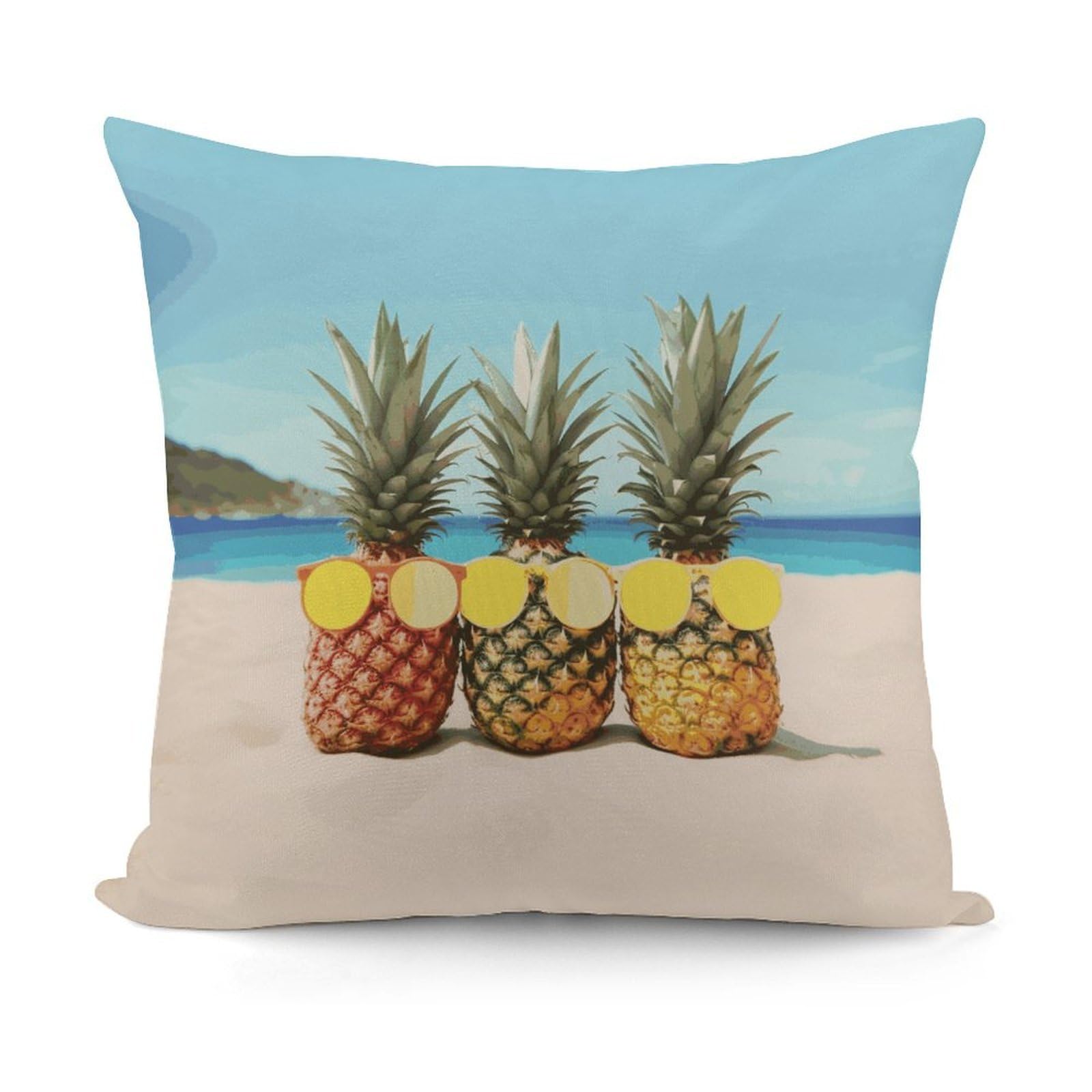 Adfgyerh Style Seaside Beach Yellow Geometric Pineapple Decorative Pillow Covers, Throw Pillow Covers Soft For All Seasons, Pillowcases For Couch Living Room Sofa Bedroom 18X18 Inch