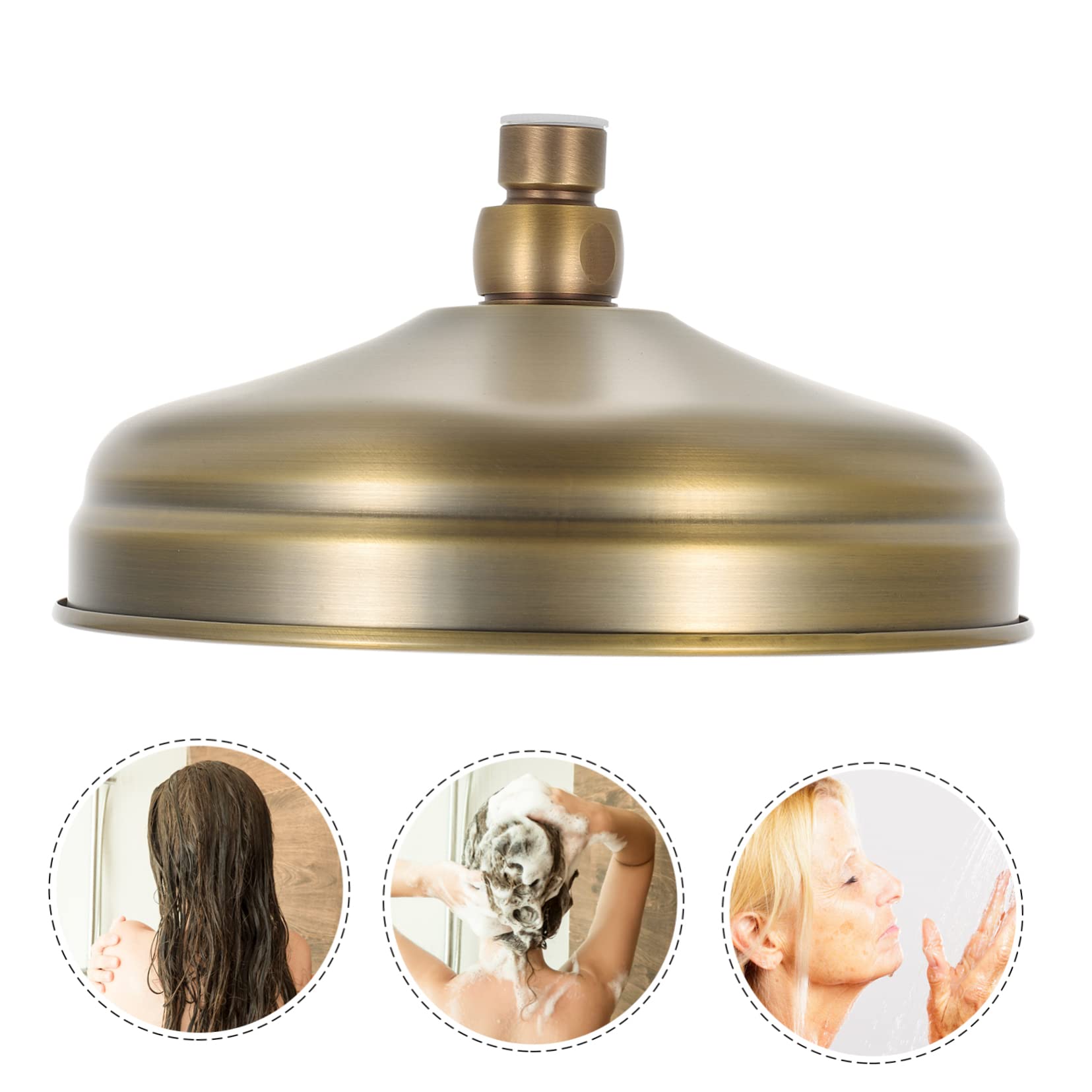 Cabezal de Ducha de Lluvia Retro Dorado de Cobre Rociador de Ducha de Baño Compacto Fácil de Limpiar E Instalar