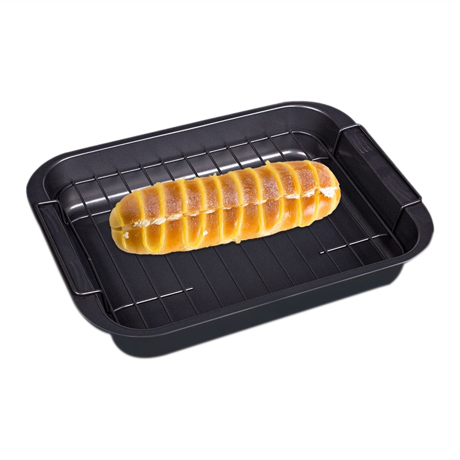 ACiyD Juego de bandejas para Hornear antiadherentes de Acero al Carbono con Rejilla de enfriamiento Bandeja para Hornear Bandeja para Hornear (Color : Black) (Black)