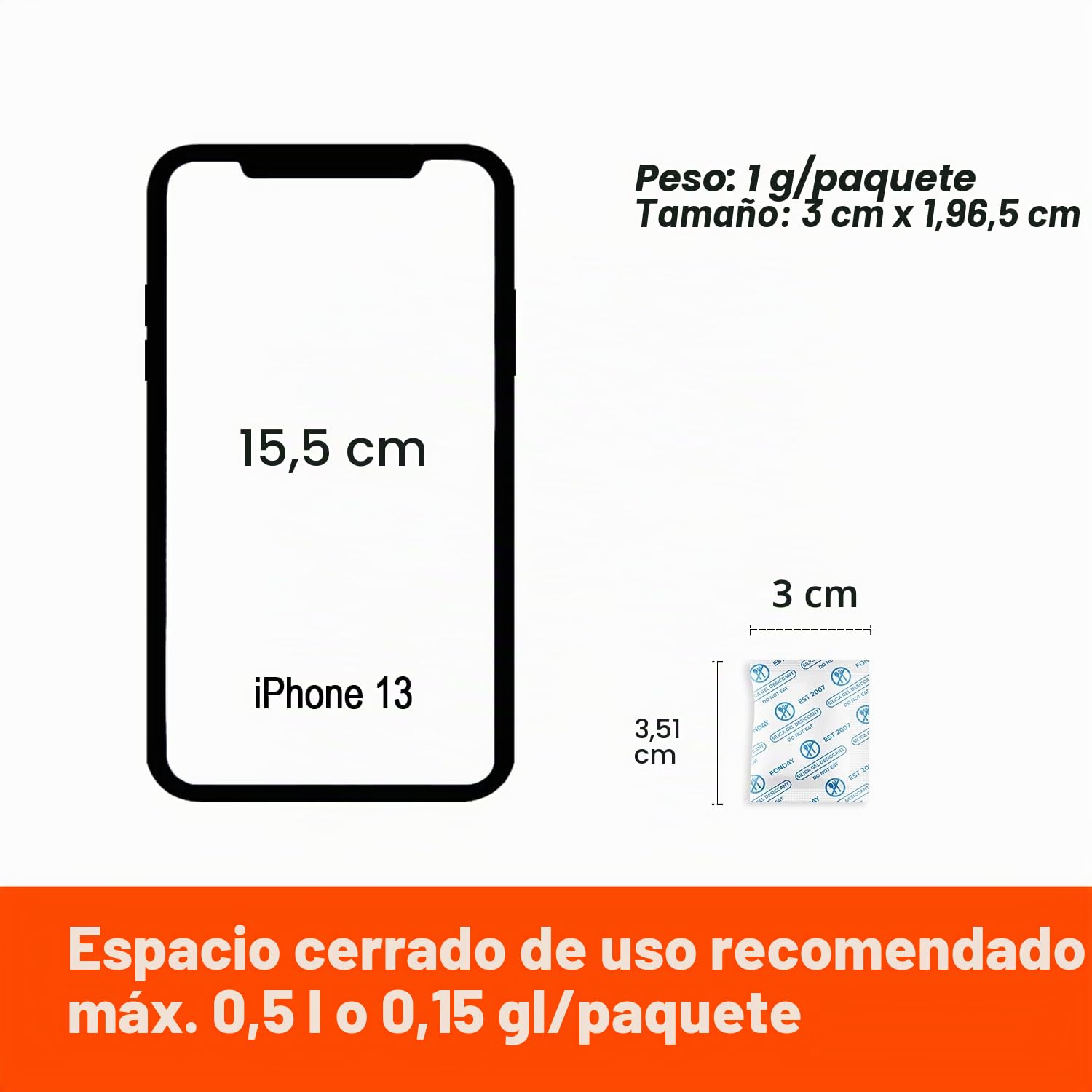 Fonday 100 Paquetes de Gel de Sílice de Grado Alimenticio Desecante Absorbente de Humedad