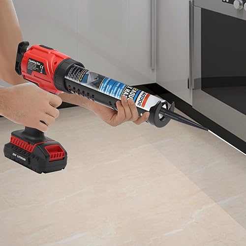 Miniatura 2 de NG NOPTEG Pistola de calafateo eléctrica, pistola de calafateo inalámbrica máxima de 20 V con batería, pistola de pegamento de velocidad ajustable