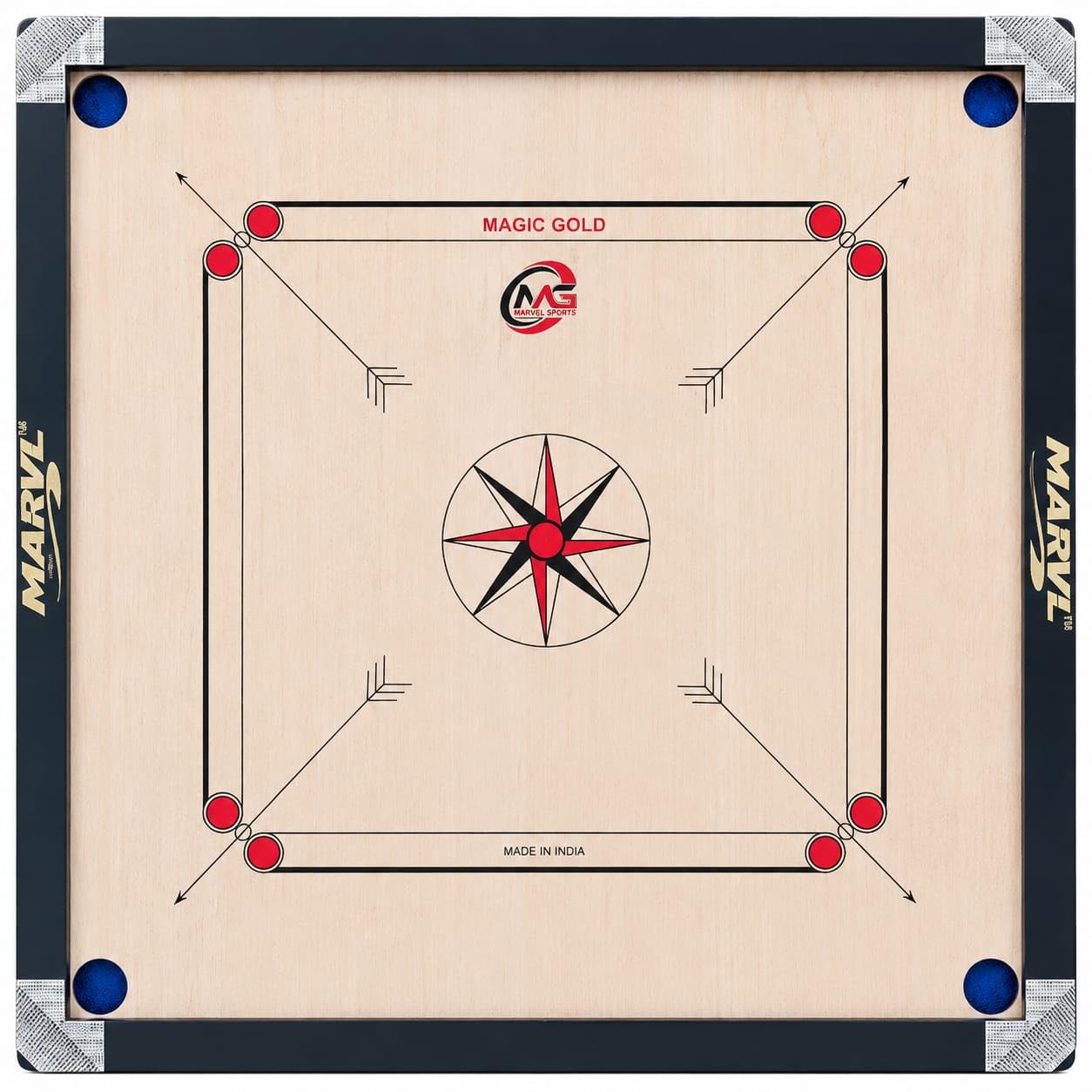 Premium Carrom Board for Kids & Indoor Family Game - Full Size 32 inch with Wooden Coins, Striker and Magic Boric Powder, (32 X 32 Inch)-image-35