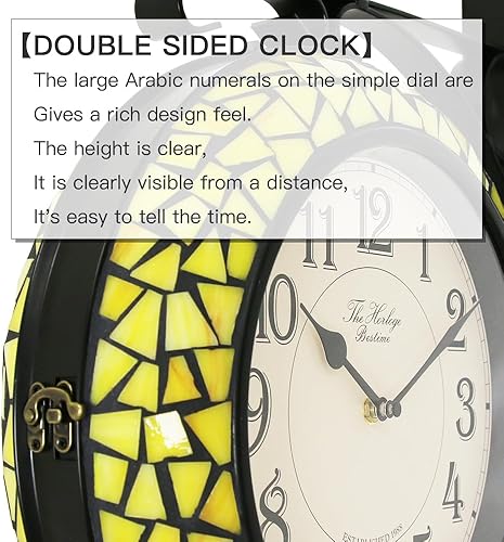 Miniatura 3 de BESTIME 66298 Reloj de pared de doble cara con vidrieras. Esfera 10 pulgadas, silencioso, fácil de leer, estación retro, relojes colgantes antiguos