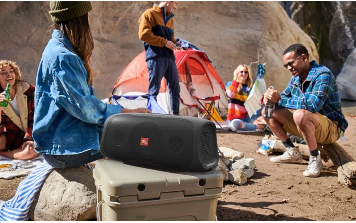 JBL BassPro Go being used as a portable speaker outdoors