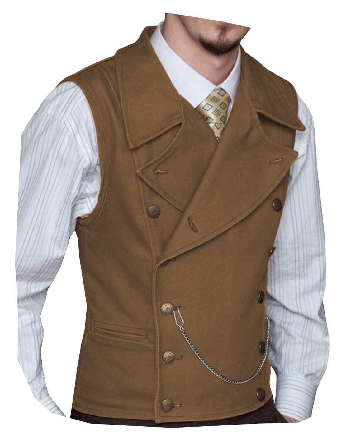 ceehuteey Mens Suit Suede Double Breasted Vest Classic Groomsmen Wedding Waistcoat Leather Big Lapel-picture-26