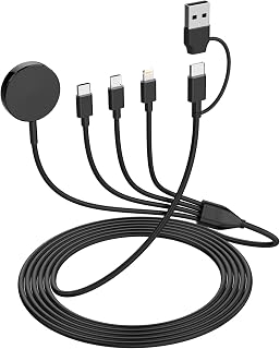 4 in 2 USB C Fast Watch Charger Cable for Samsung Galaxy Watch Charger, Portable Charging Dock for Samsung Galaxy Watch 5/5 Pro/4/4 Classic/3/Active 2/Active, Galaxy S23/S22/S20 Galaxy Buds iPhone 6FT