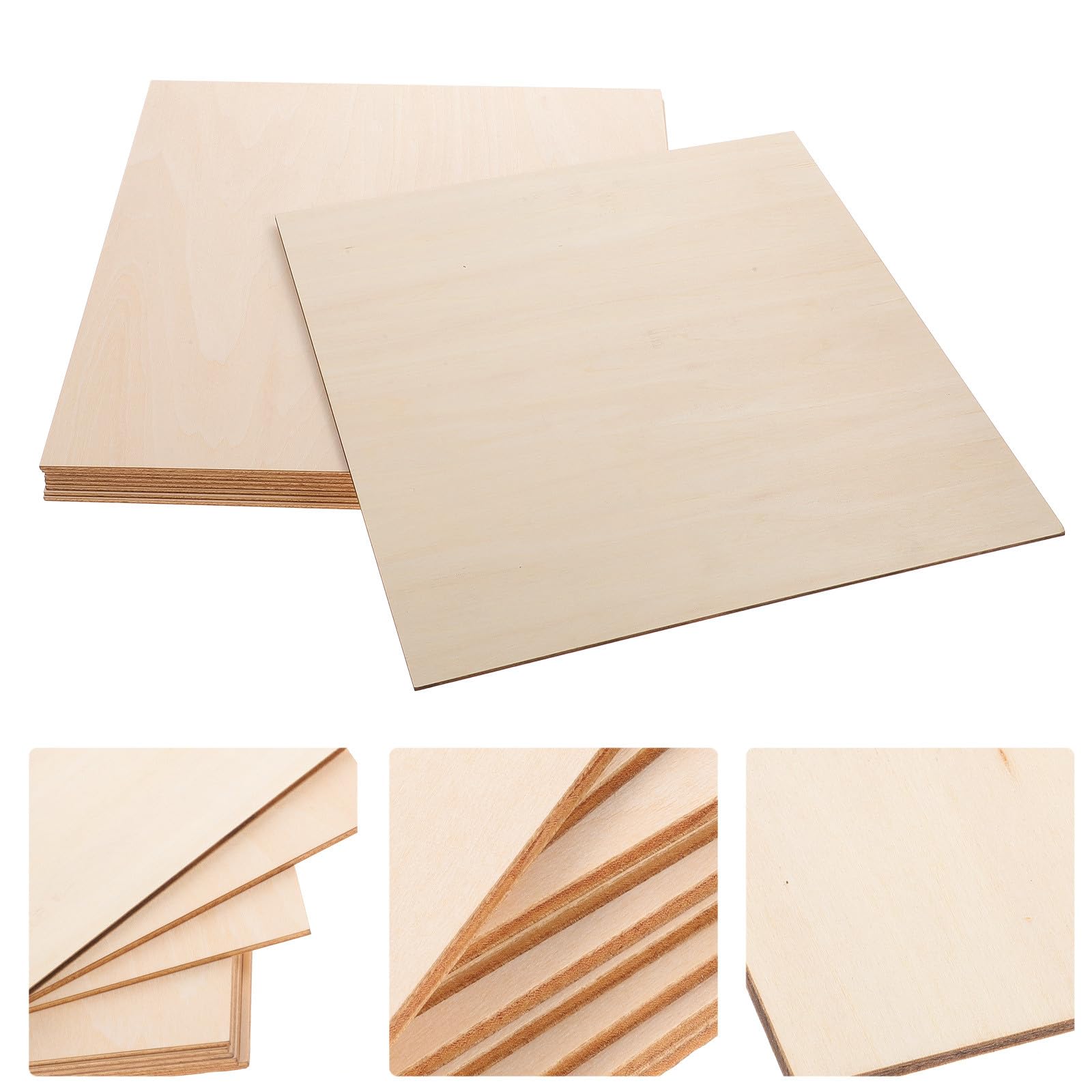 VILLCASE Unbehandelte Holzplatten Leicht zu Schnitzen 10 Stück zum Basteln 12x12 Zoll Einfache Holzscheiben für Modellbau und Selbstgemacht Dekoration