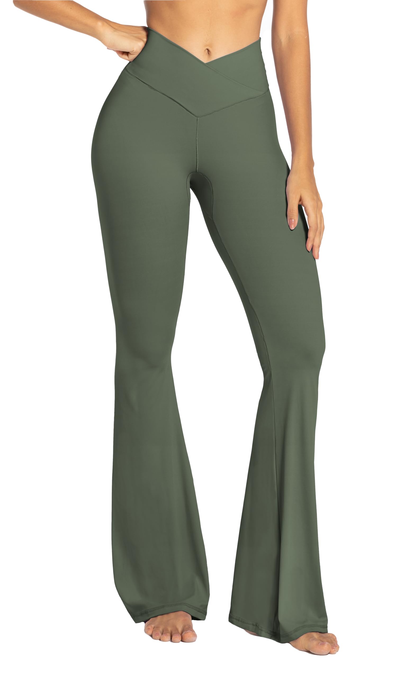 Sunzel Flare Leggings, Crossover Yoga Pants with Tummy Control, High-Waisted and Wide Leg