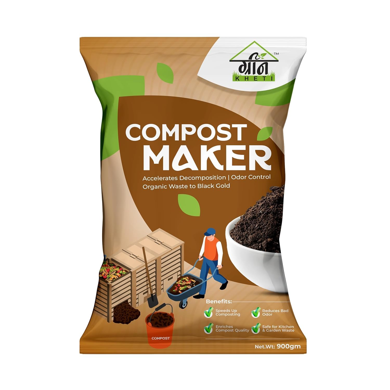 Compost Maker Bokashi Powder | Microbial Accelerator for Organic Waste | Speeds Composting & Eliminates Smell | For Kitchen Waste, Home Composting & Gardens (Pack of 1)