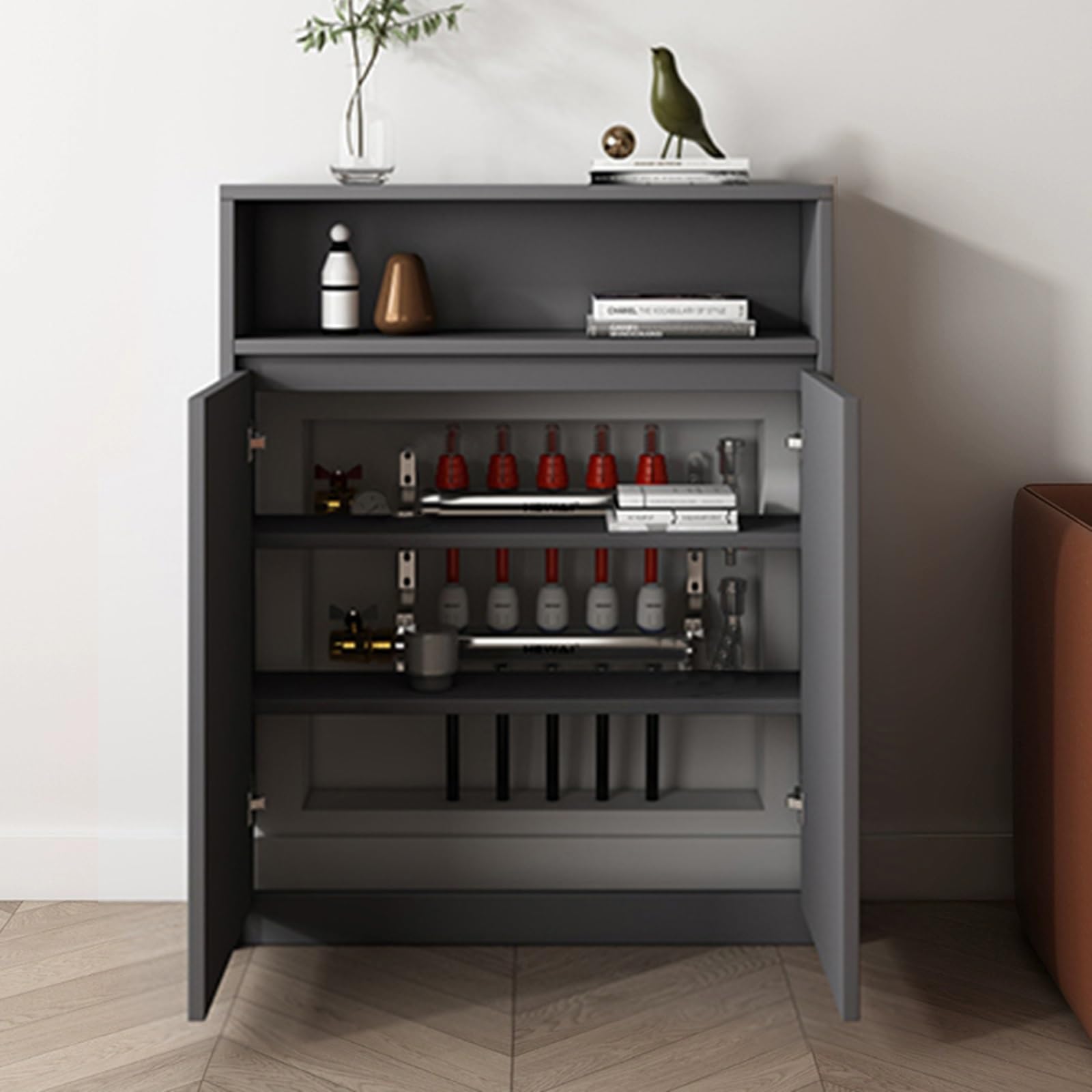 Cubre radiador gris de 60 cm para ocultar calefacción y ganar espacio