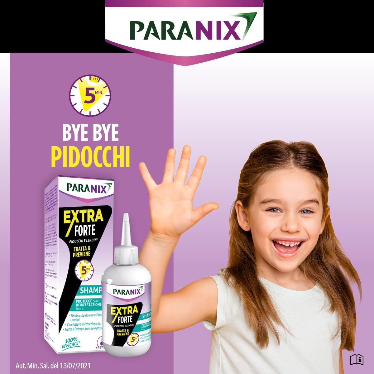 Paranix Shampoo Extra Forte Tratta & Previene Pidocchi e Lendini In 5 Minuti, Multicolore, 200 ml