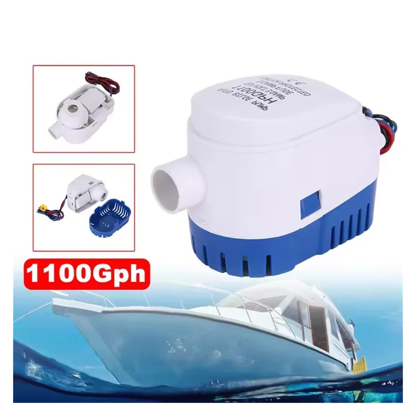 Bomba sumergible eléctrica automática, 1 unidad, 12V, 24V, 1100GPH, 750GPH(24V 750GH)