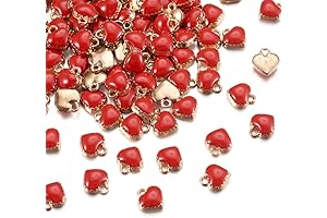 100 Pieces Heart Enamel Charms, Red Enamel Love Charm