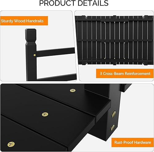 Vista 82 de VINGLI Puente de jardín, arco de madera clásico con pasarelas de seguridad (negro, 7.5 pies)