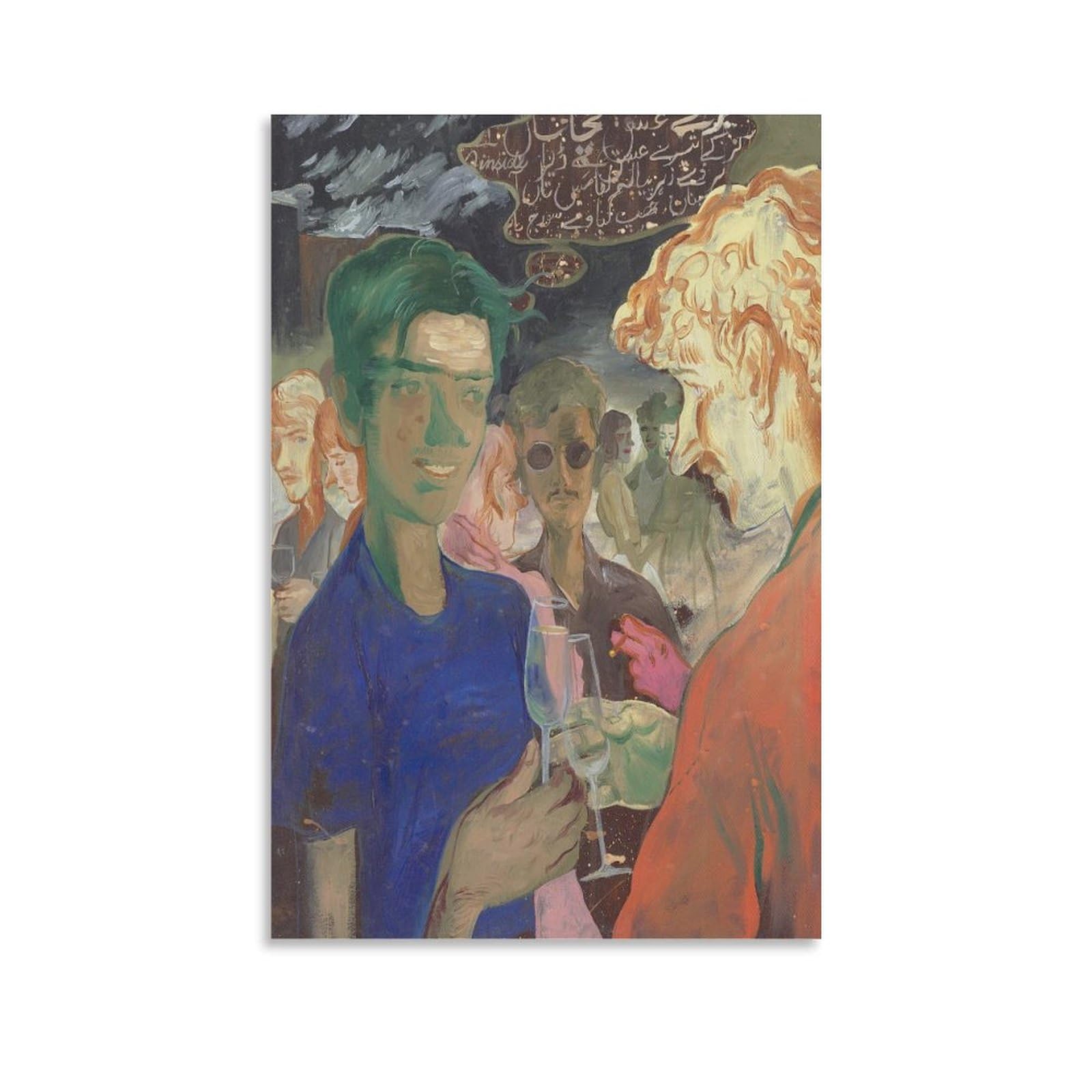 GRBYUNS Artist Salman Toor Classical Abstraction Poster Canvas Wall Art Posters For Room Aesthetic And Decor 4Canvas Painting Wall Art Poster for Bedroom Living Room Decor08x12inch(20x30cm)