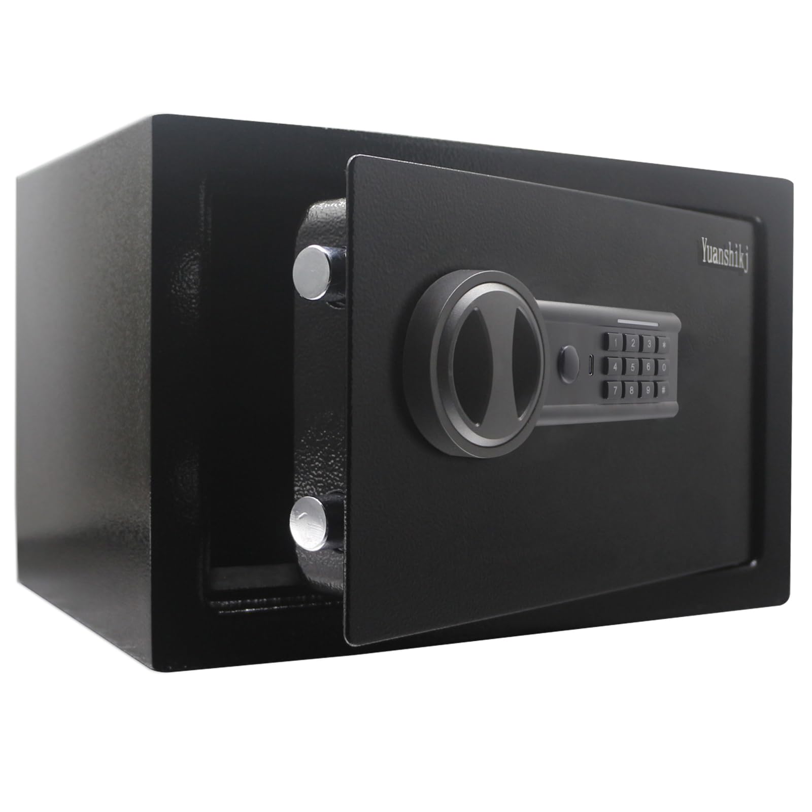 yuanshikj steel security safe lock box with electronic keypad and emergency power input port,for cash, jewelry, documents, 13.78" w x 9.84" d x 9.84" h (black, 0.77 cubic feet)
