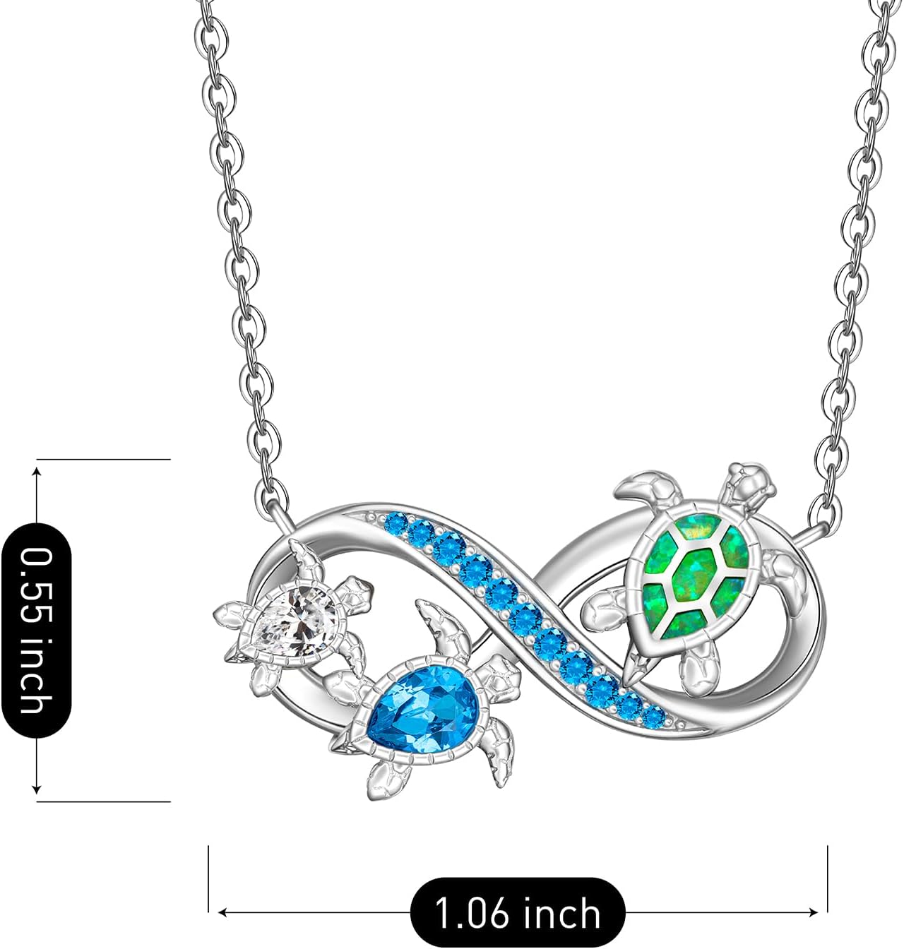 Turtle Necklace for Women Mom Sterling Silver Infinity Sea Turtle Pendant Necklaces Opal Tortoise Ocean Wave Jewelry Mothers Day Gifts - Image 7
