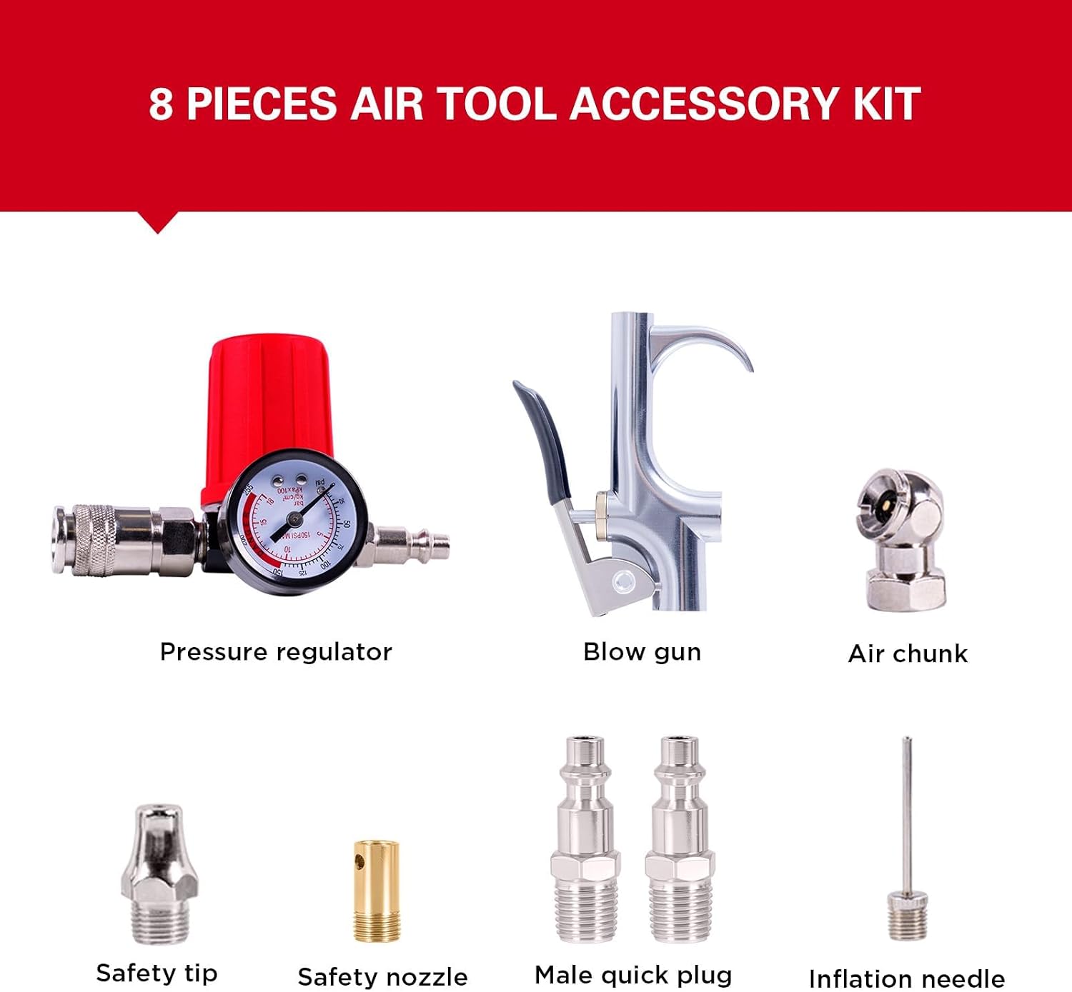 CRAFTSMAN Wall Mount Air Compressor With 8 PCS Accessory Kit, Tire Inflator Portable & Quiet Air Compressor with Retractable 30ft Air Hose, Mini Tank 125 PSI MAX Pressure & 1.5 HP for Garage and Home image 2