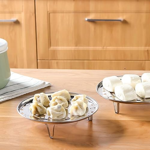 Vista 15 de Estante de vapor, estante para olla a presión, acero inoxidable 304, bandeja redonda para cocinar al vapor con patas desmontables para hornear