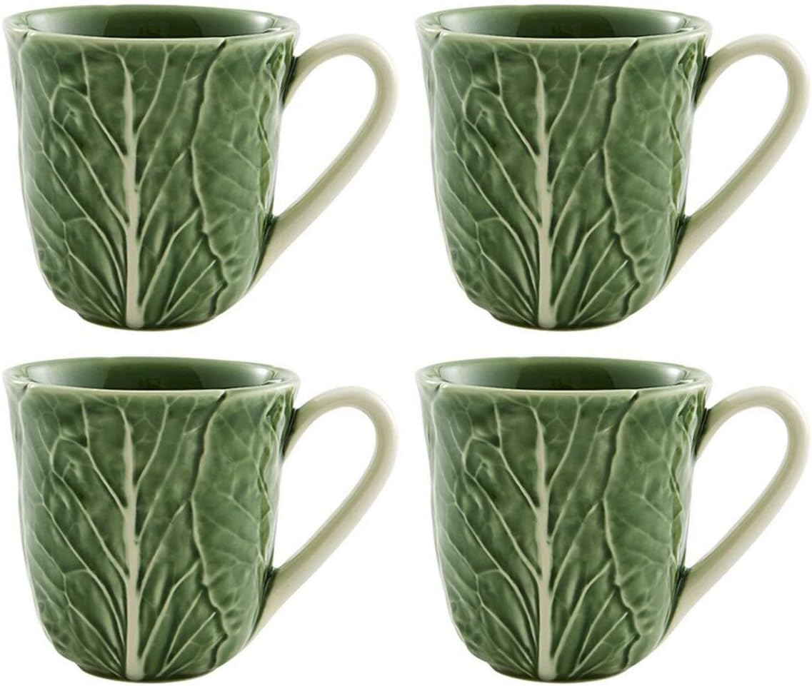 Bordallo Pinheiro Cabbage Mug Green, Set of 4.,