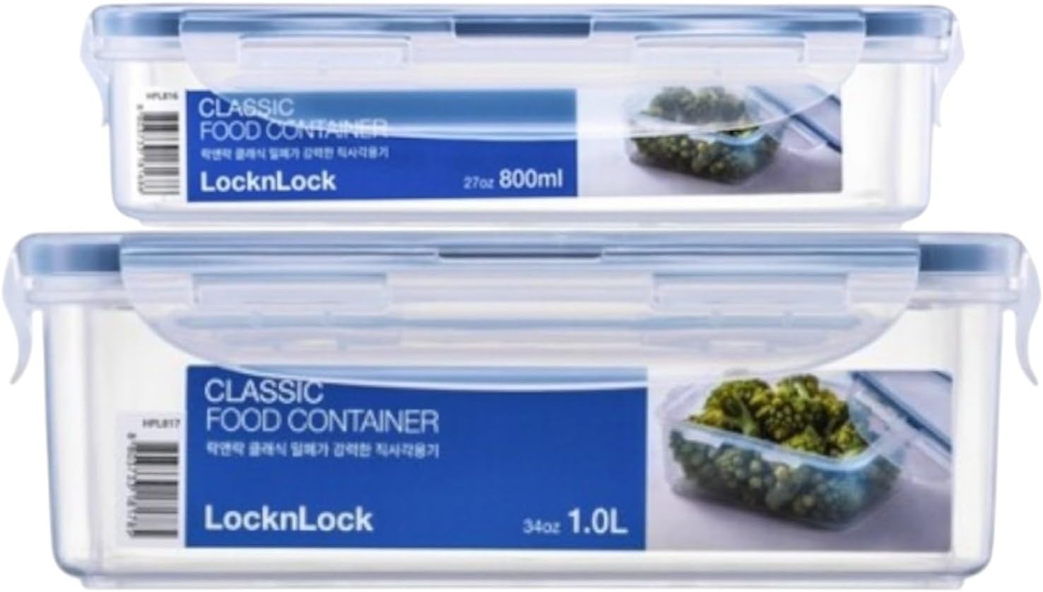 LocknLock HPL817SA2-1 Food Container | Rectangle | 2pc- Set | 800ml + 1000ml | Clear