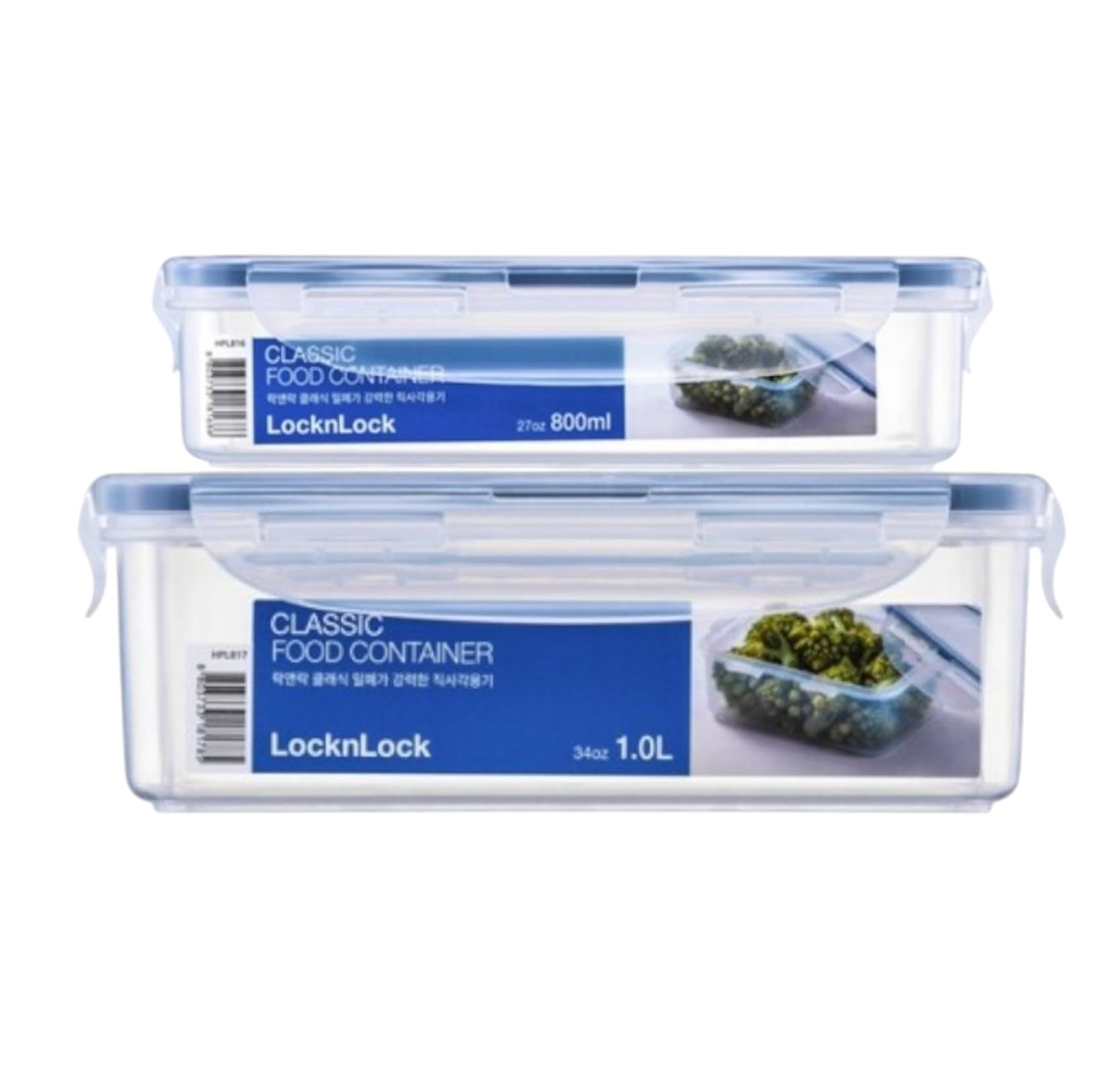 HPL817SA2-1 Food Container | Rectangle | 2pc- Set | 800ml + 1000ml | Clear