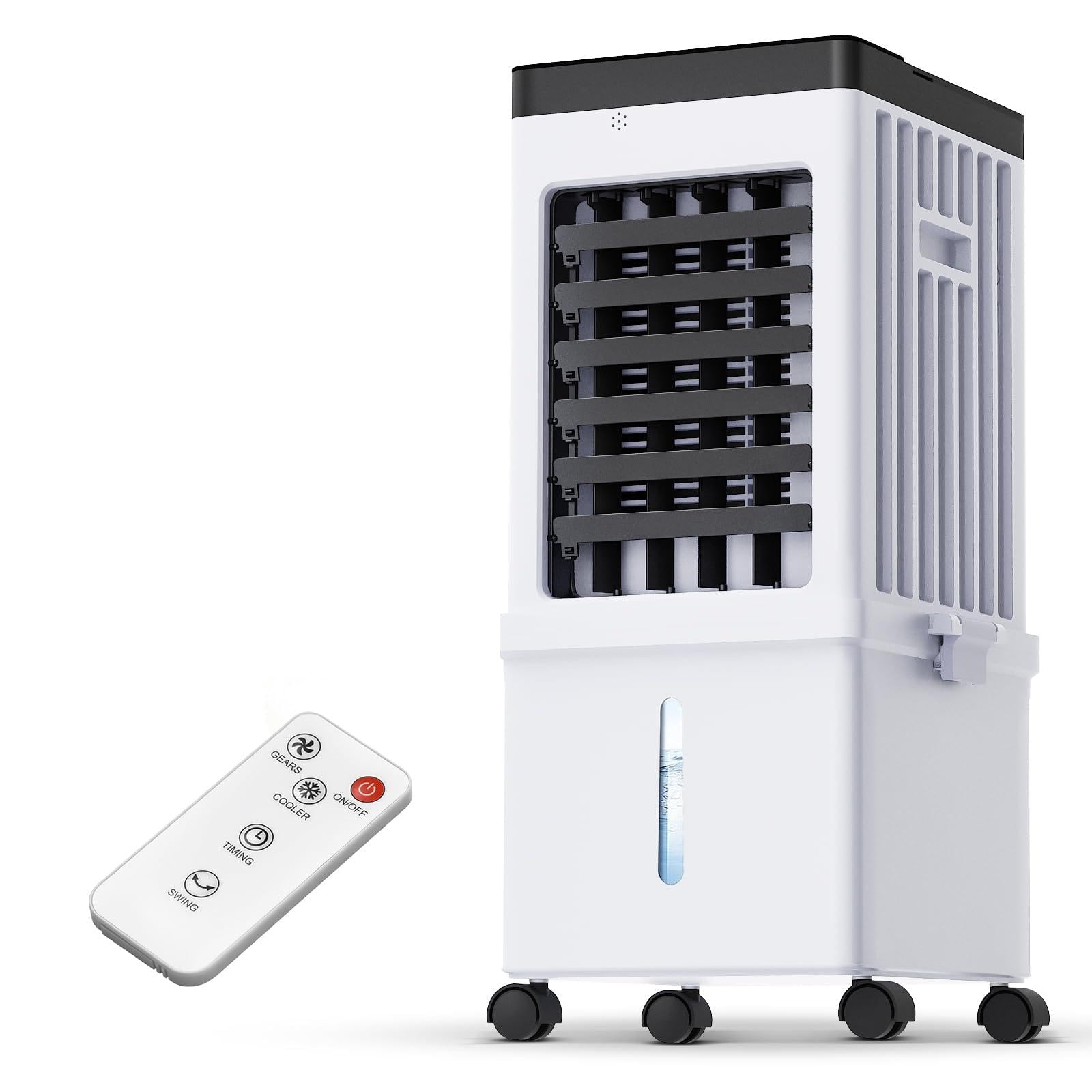 Ventilador de refrigeración de aire 3 en 1 y humidificador, enfriador de aire portátil de 60 cm, depósito de agua de 15 l, 3 velocidades y 3 modos, ahorro de energía, pantalla digital, temporizador de