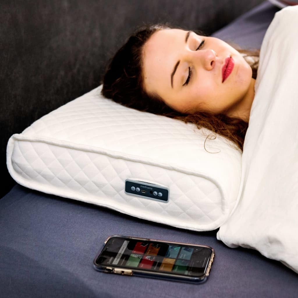 medisana Sleepwell SP 100 Kopfkissen mit Lautsprecher und MP3-Wiedergabe, orthopädisches Schaumkissen mit integrierter Entspannungsmusik, Bluetooth zum streamen von Musik für ein besseres Einschlafen