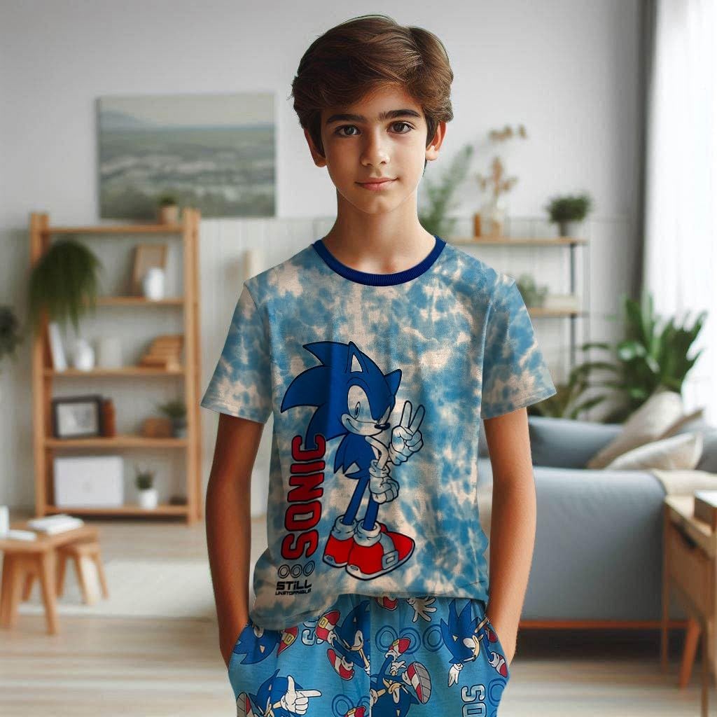 Sonic The Hedgehog Boys Pajama Set - 3 Piece Pants, T-Shirt & Shorts - Sleepwear PJ Set for Kids, Toddler Boys Pajamas - Image 2