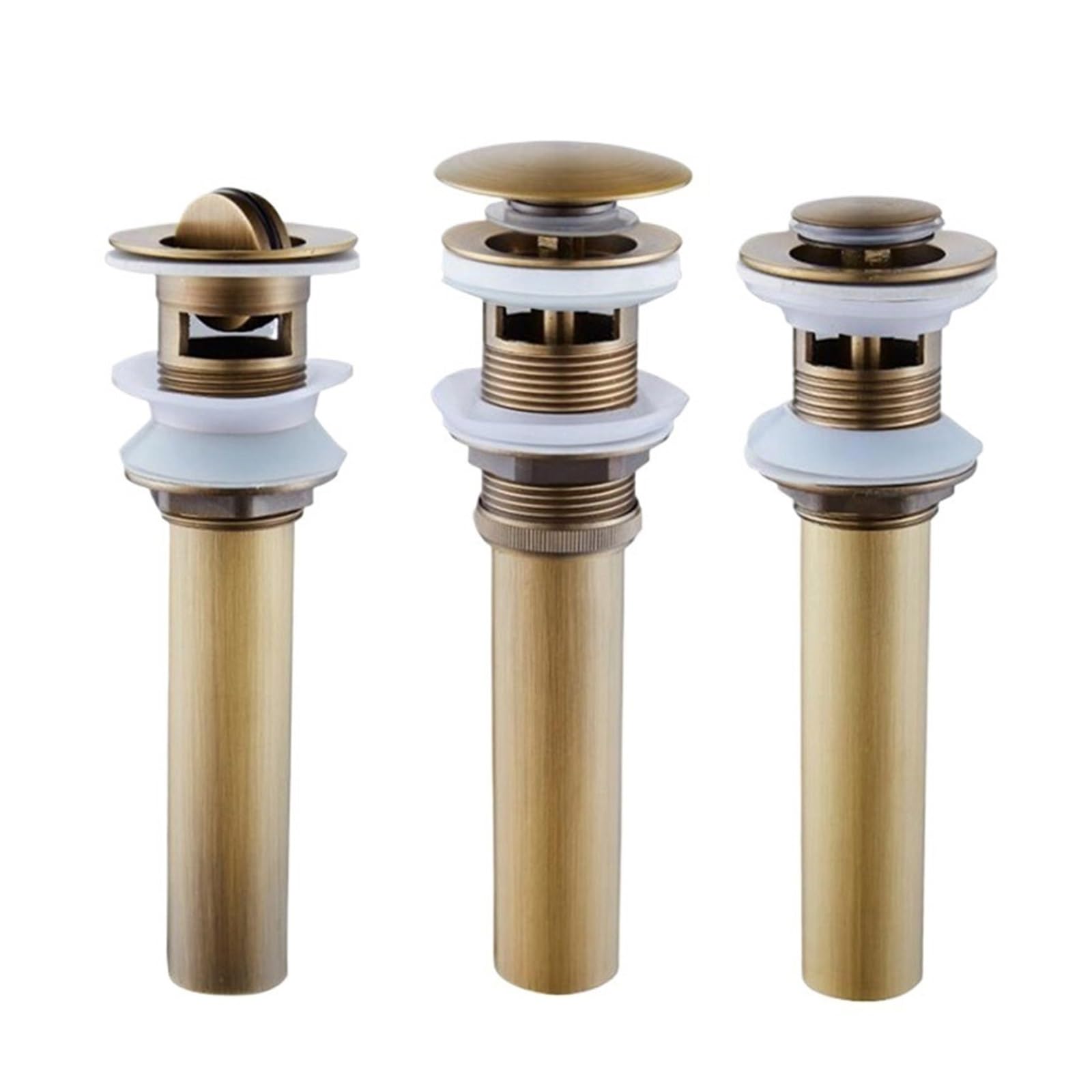 Tapón de Drenaje emergente, Desagüe de Lavabo de Bronce Antiguo, de Cobre y latón, Clic-clac con rebosadero, colador de desagüe for Fregadero(Zr2002-2)