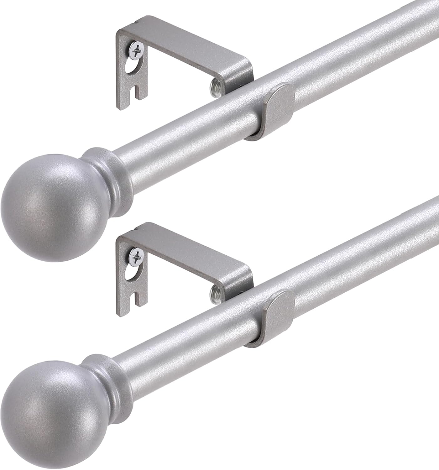 $23 GXOACKJ 2 Pack Silver Curtain Rods 32-48 inch