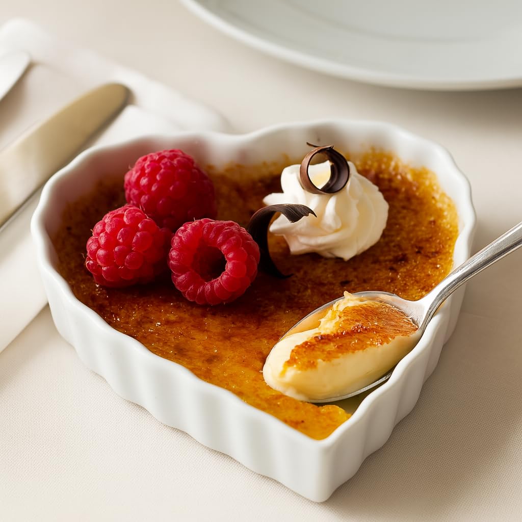 HIC Harold Import Co. 98019-6 HIC Heart Creme Brulee, porcelana fina blanca, 12,7 x 2,54 cm, juego de 6