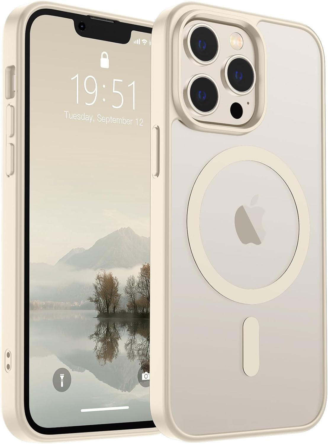 SUPFINE Magnetic for iPhone 13 Pro Max Case (Compatible with MagSafe) (Military Grade Drop Protection) Slim Translucent Matte with Anti-Fingerprint Phone Case,Antique White