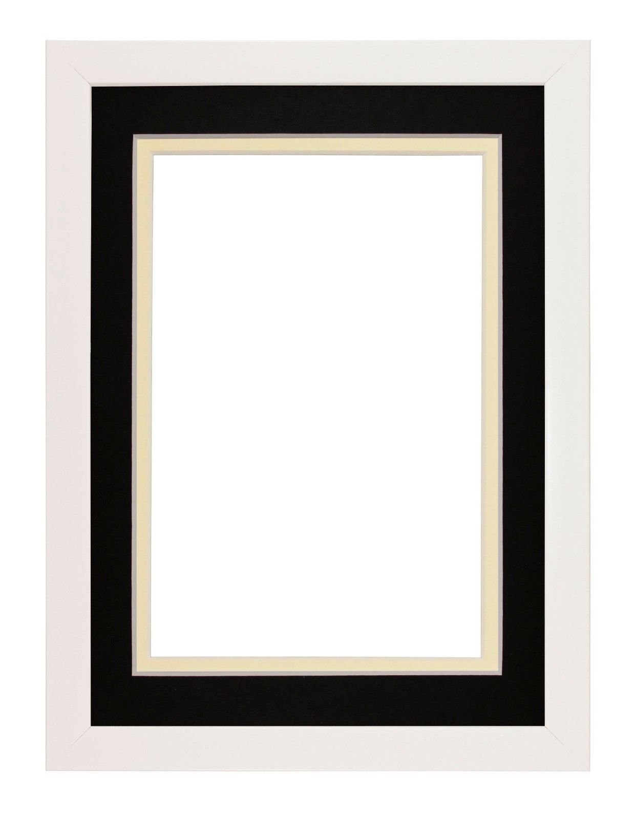 Rainbow Range White Matt Double Mount Photo frame/picture frame/poster frame with Perspex Sheet - Black on Ivory Mount - 20"x16" for A3 pictures