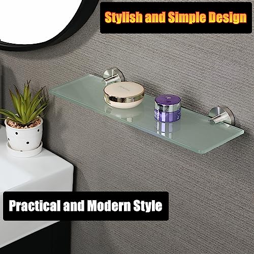 Alise Glass Shelf Bathroom Shelves Wall Mount,Floating Shelves For Bathroom,Sus304 Stainless Steel And Rectangular Tempered Glass Holder Rack Storage Organizer,Brushed Nickel Gdl5380-Ls #TOP3