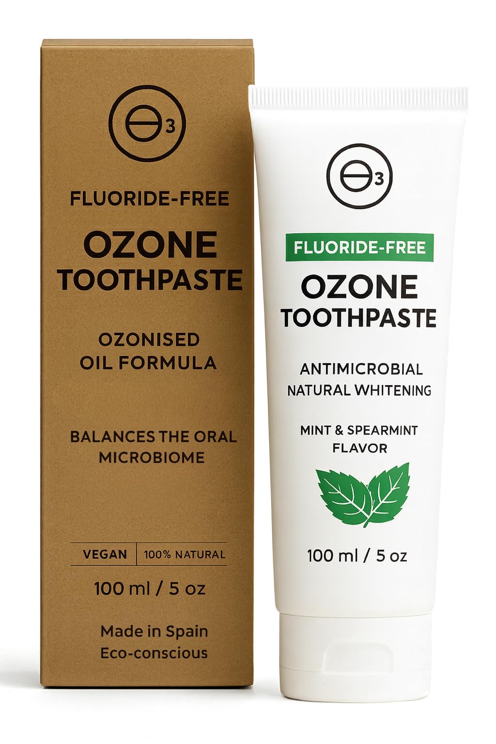 – Fluoride Free Natural Toothpaste with Ozonized Oil 100% Natural Sensitive Toothpaste for Adults & Kids Microbiome Friendly Non Fluoride Whitens Teeth and Protects Gums 100 ml 5 oz