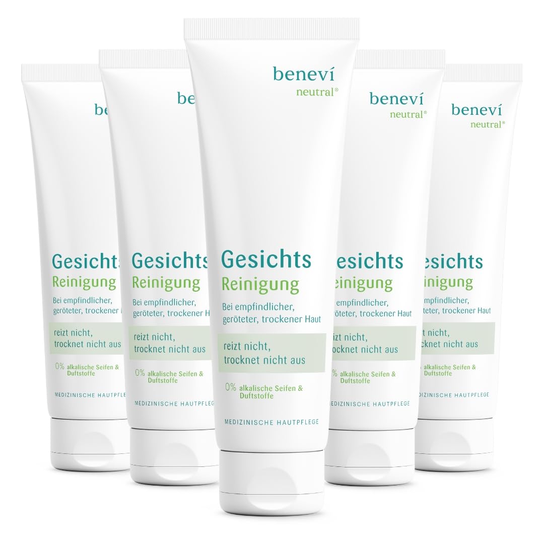 benevi neutral Gesichts-Reinigung 5 x 125ml für empfindliche, irritierte, trockene Haut. Ausschließlich milde Tenside, besonders hautverträglich. pH 5,5