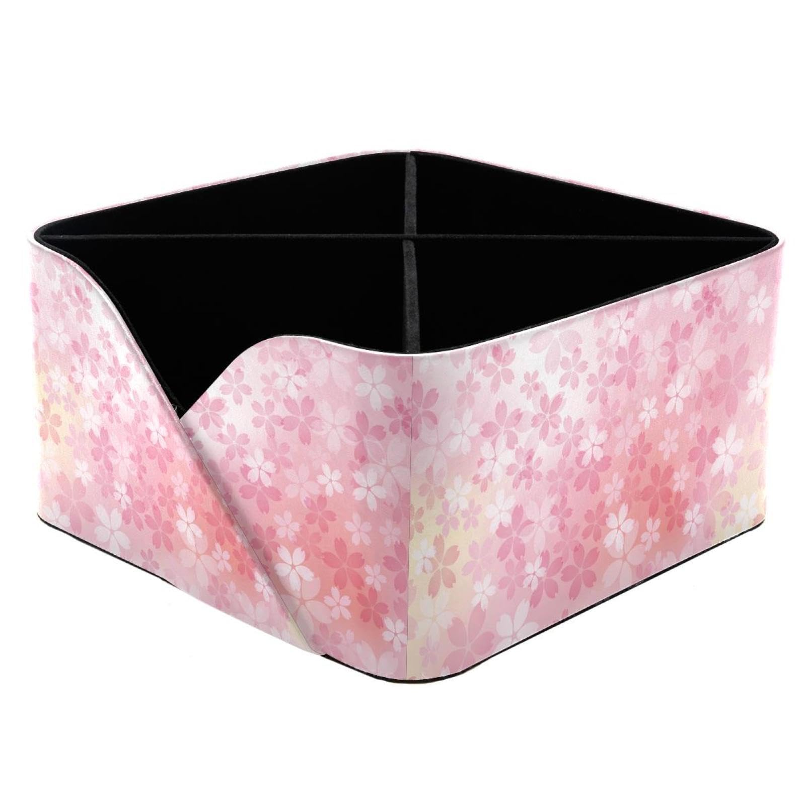 KengjuTesu Cherry Blossoms in Full Bloom Pattern Desktop Organizer Pen Holder, Rectangular Pencil Cup for Office, Study and Makeup Stations