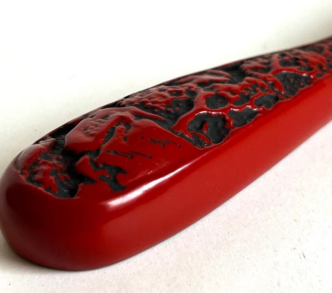堆朱 漆塗り 書道 書道用具 文鎮 ペーパーウエィト 彫刻漆器