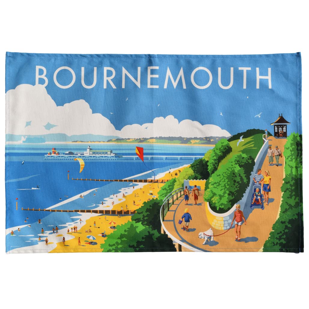 Town Towels Golden Bournemouth Beach Tea Towel