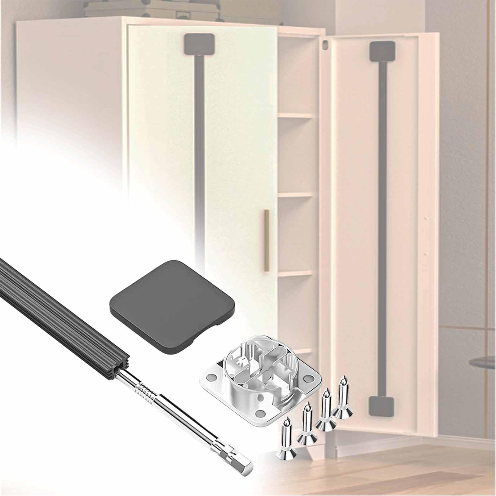 120 150 190 230 270 Cm Wardrobe Embedded Straightener, Cuttable Door Anti-Sag Bar with Matching Cover, Dark/Light Gray Cabinet Door Corrector Kit(Dark Gray,L 180 cm)